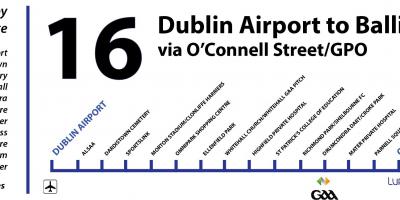 Autobus 16 Dublinie mapie