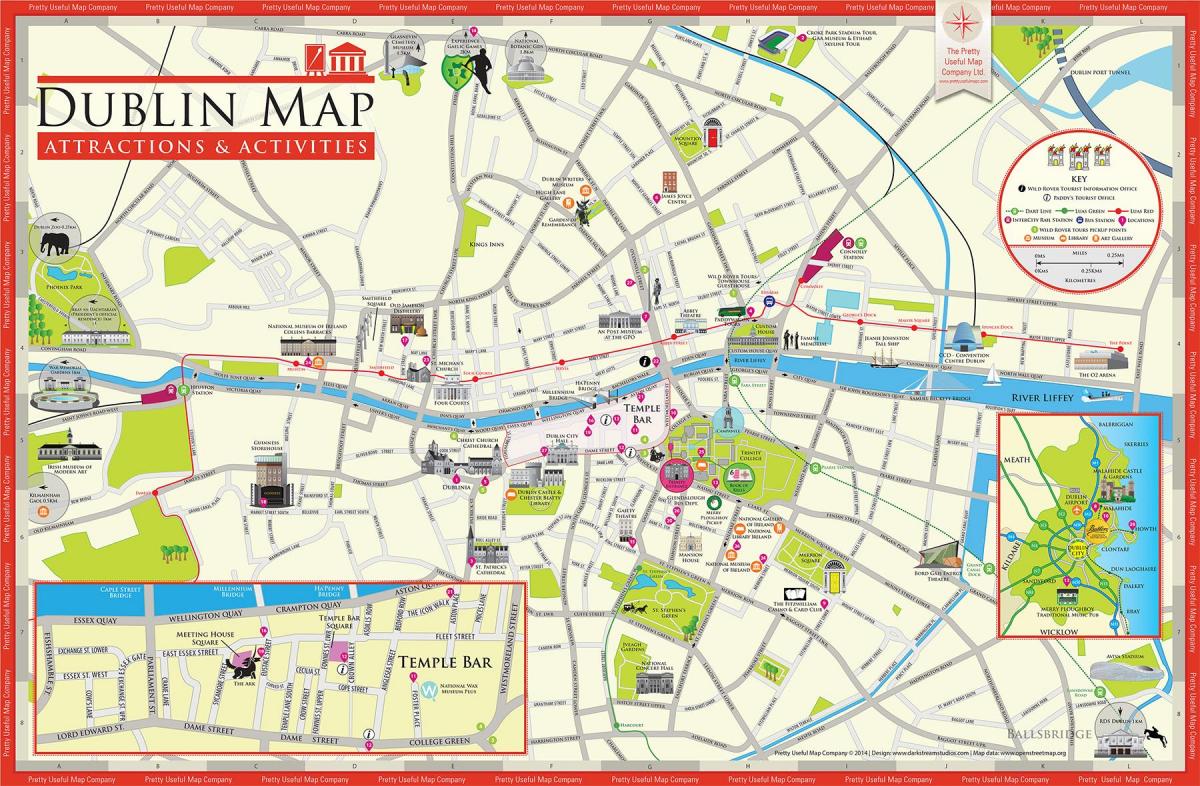 mapa atrakcji turystycznych w Dublinie