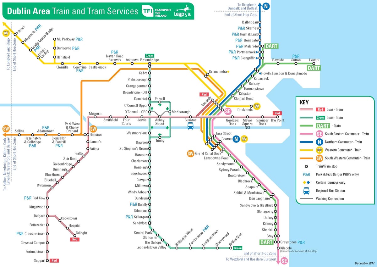 mapa Dublin dworców kolejowych