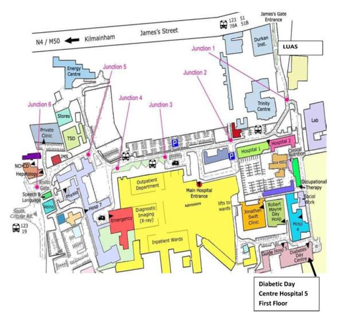 St James szpitalem Dublin mapie