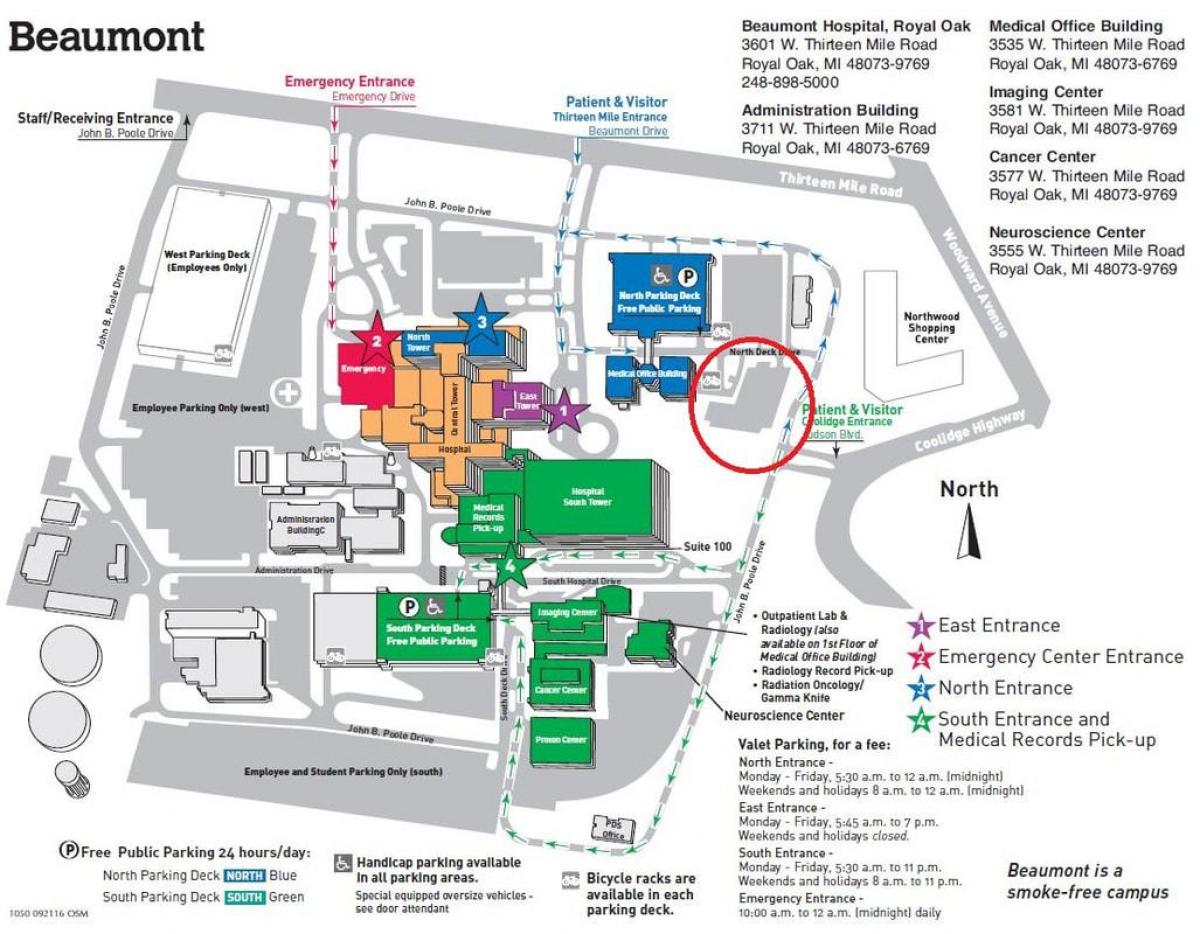 mapa szpitala Beaumont