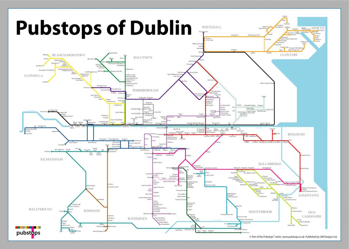 mapa Dublin puby